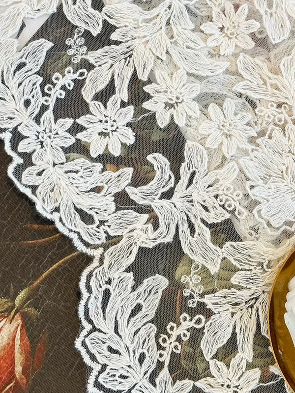 French High-End Vintage Beige Embroidered Gauze Curtains – Palace Style