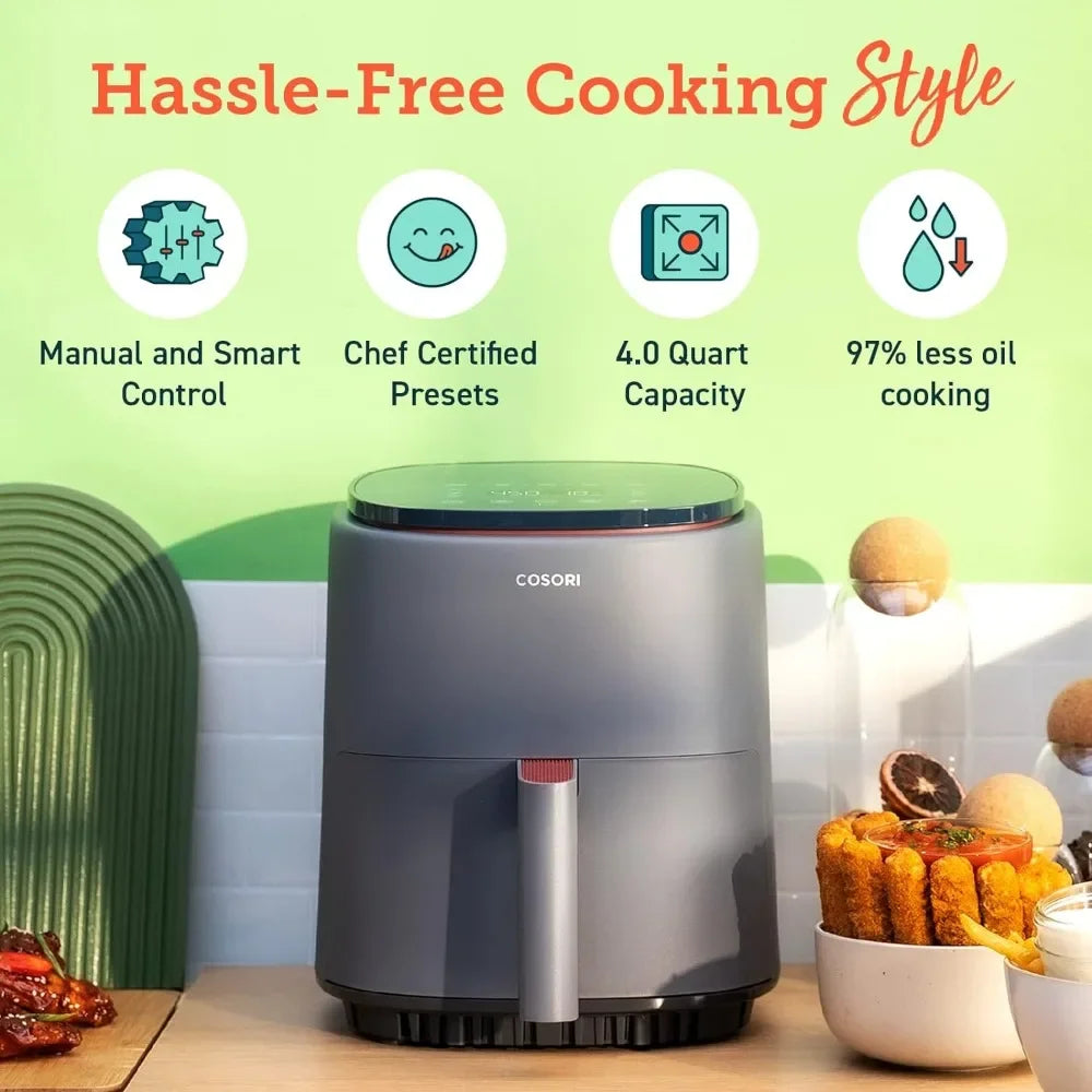 97% Less Fat Air Fryer for 1-3 People – 150+ Recipes, Dishwasher-Safe