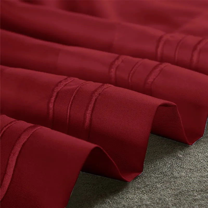 Embroidery Brushed 3/4 Pieces Bed Set Flat Sheet Fitted Sheet Pillowcase Bedding Set