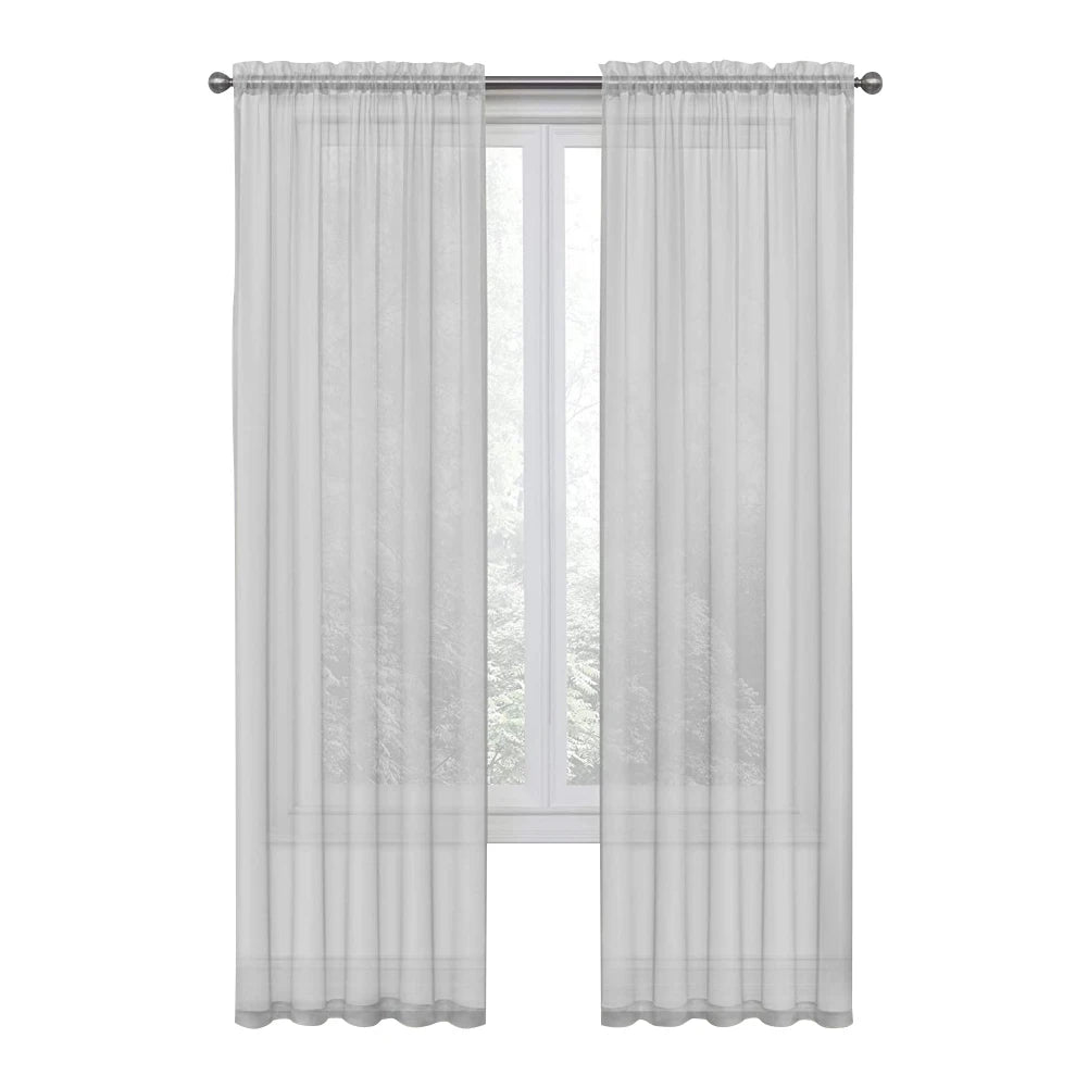 2 Panels Sheer Curtains Light Filtering Rod Pocket for Living Room