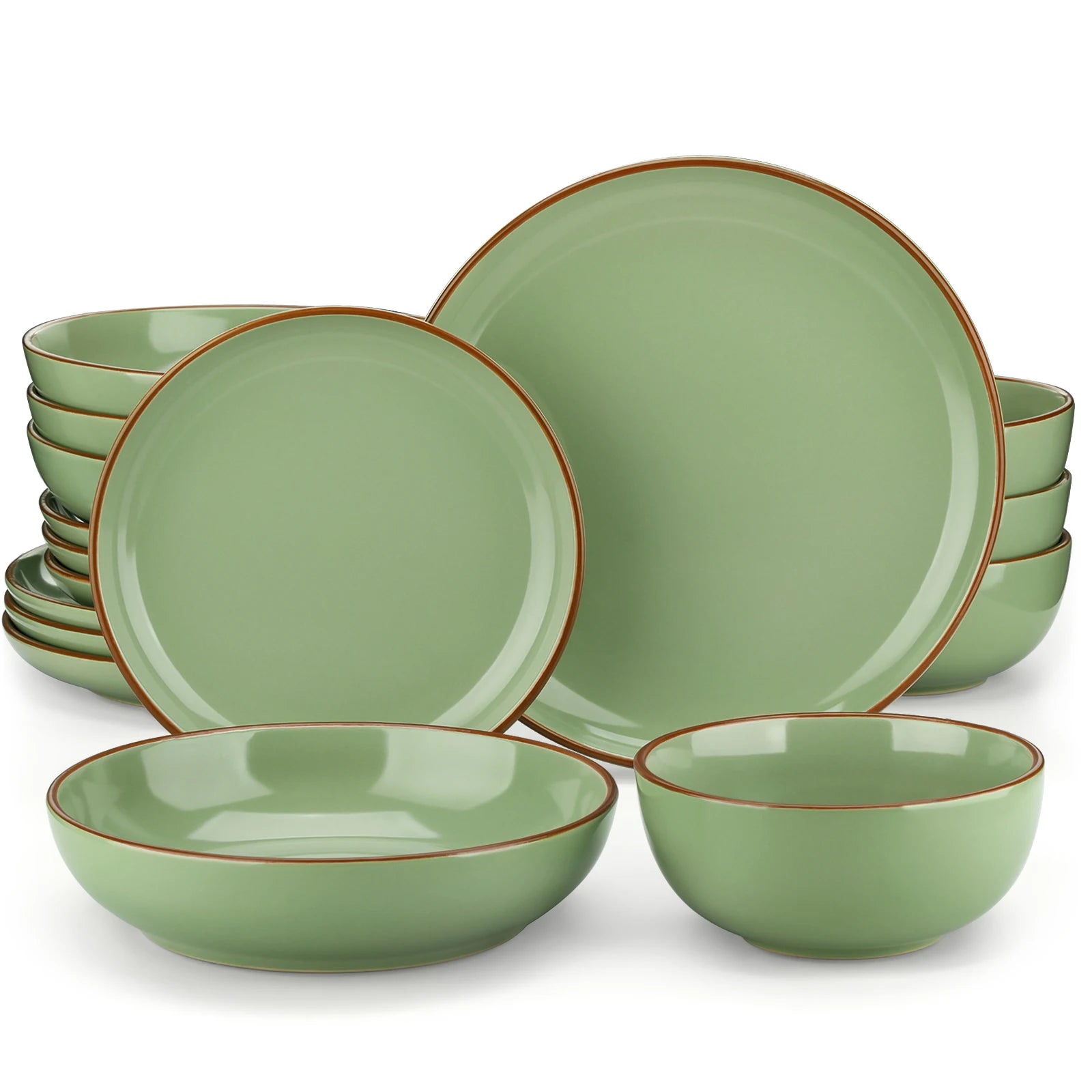 VANCASSO NYMPH Ceramic Tableware Set - 16/32 Pcs, Solid Color, Forest Design