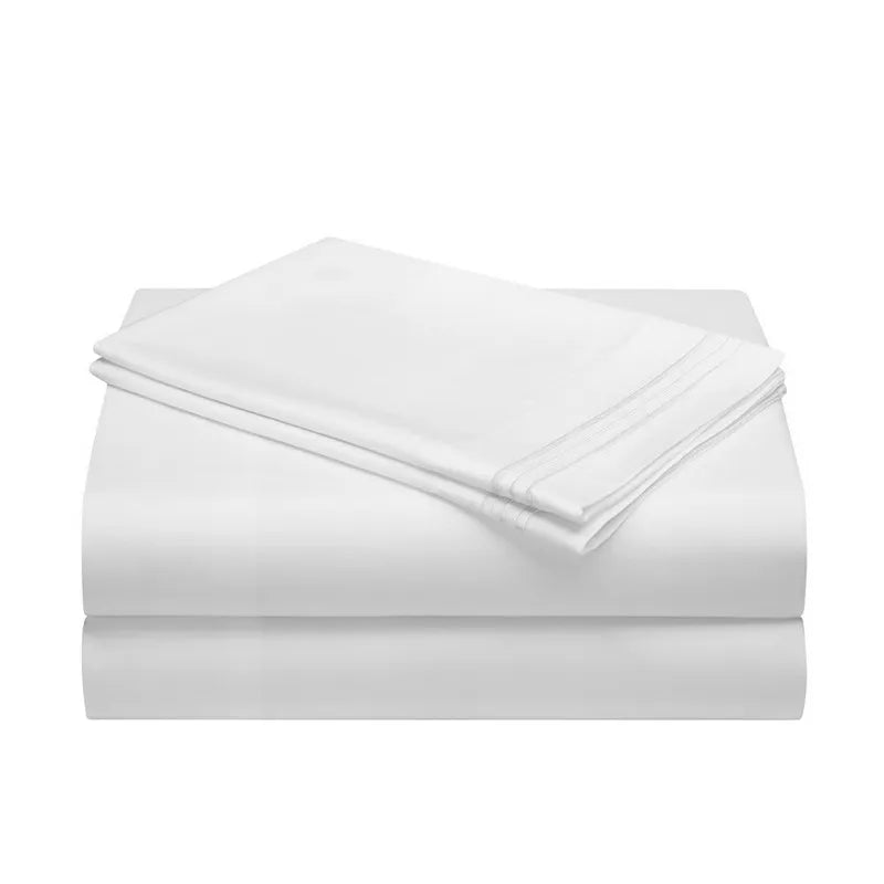 Embroidery Brushed 3/4 Pieces Bed Set Flat Sheet Fitted Sheet Pillowcase Bedding Set