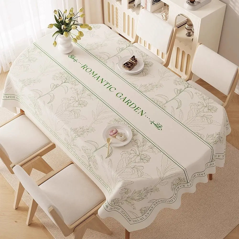 Oval dining tablecloth, washable waterproof oil-proof heat-resistant luxury table cover