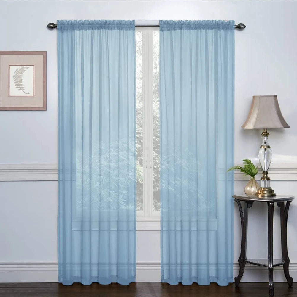 2 Panels Sheer Curtains Light Filtering Rod Pocket for Living Room