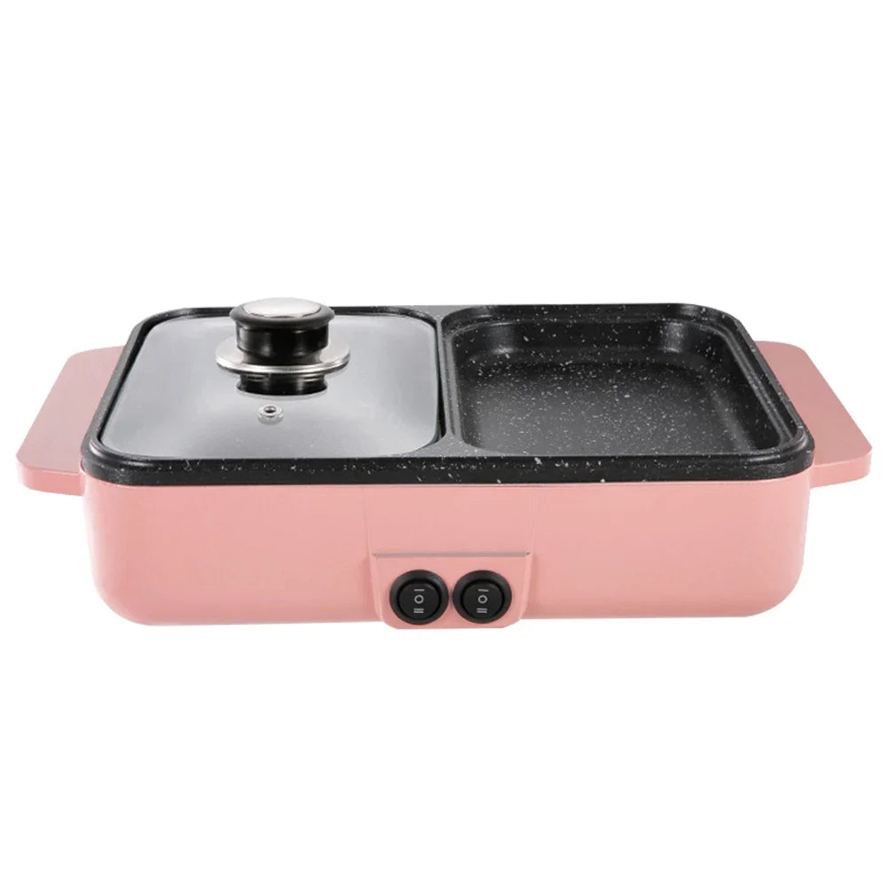 110V/220V 1000W Electric Hot Pot & Grill with Two-Speed Temperature Control