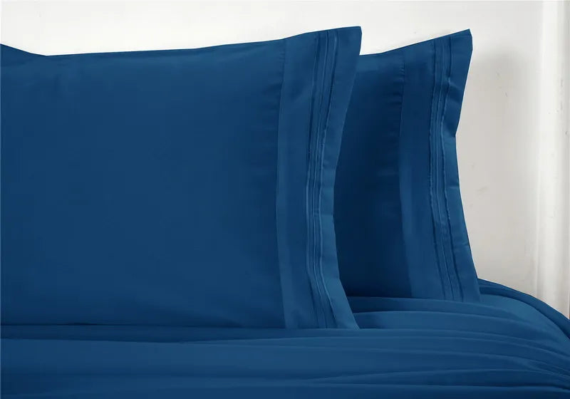 Embroidery Brushed 3/4 Pieces Bed Set Flat Sheet Fitted Sheet Pillowcase Bedding Set