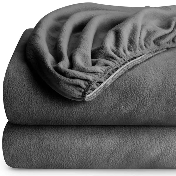 Bedspread Full Set Plush Polar Fleece King Gray Mattress Topper Deep Pocket 2 Pack Fitted Sheet