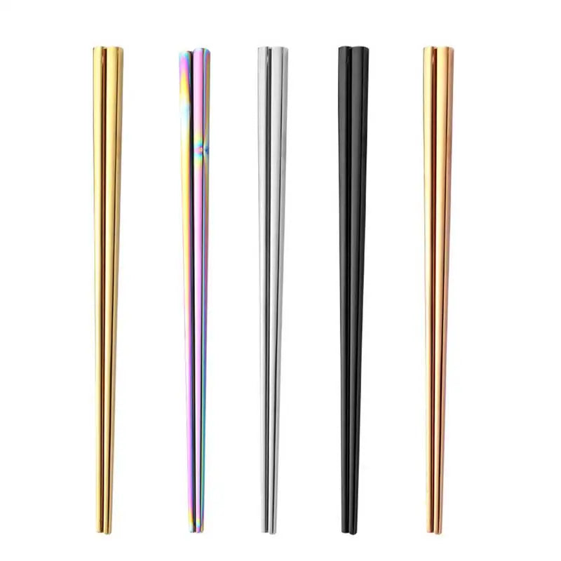 Stainless Steel Chopsticks Set - 5 Pairs, Dishwasher Safe, Non-Slip