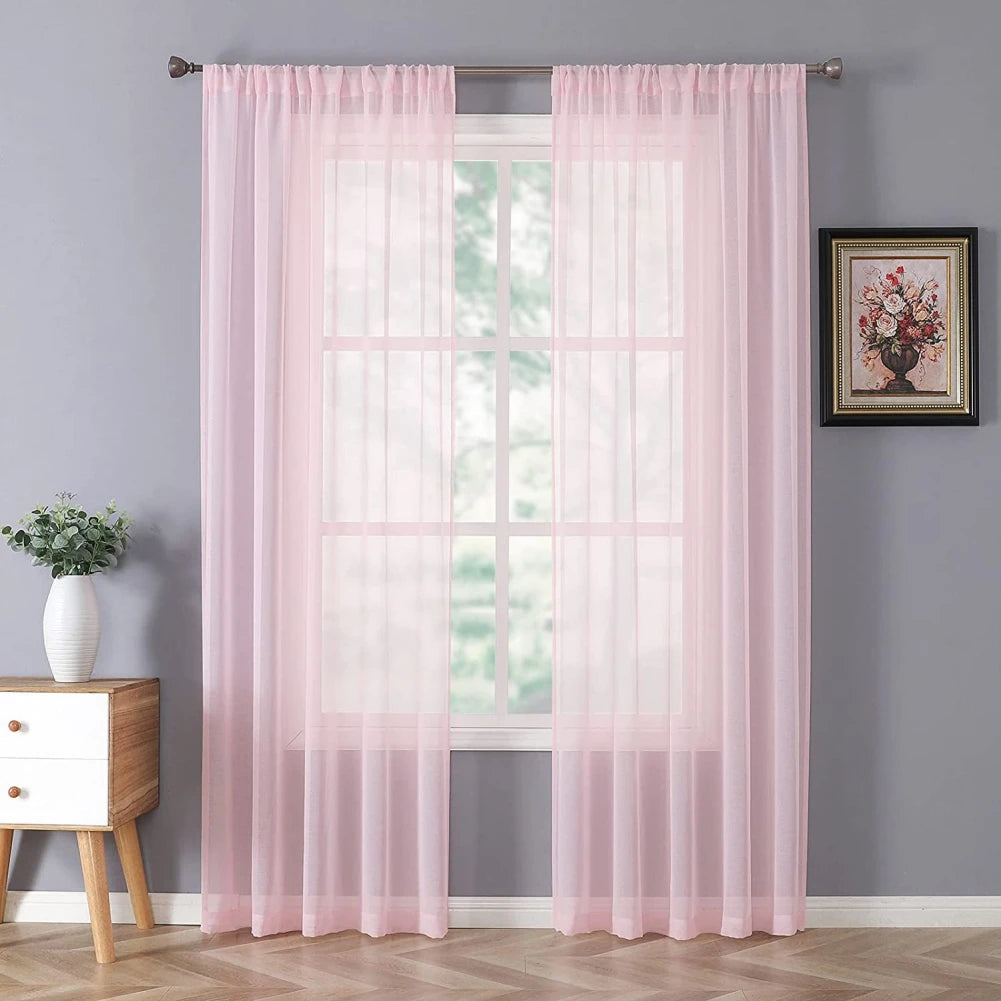 2 Panels Sheer Curtains Light Filtering Rod Pocket for Living Room