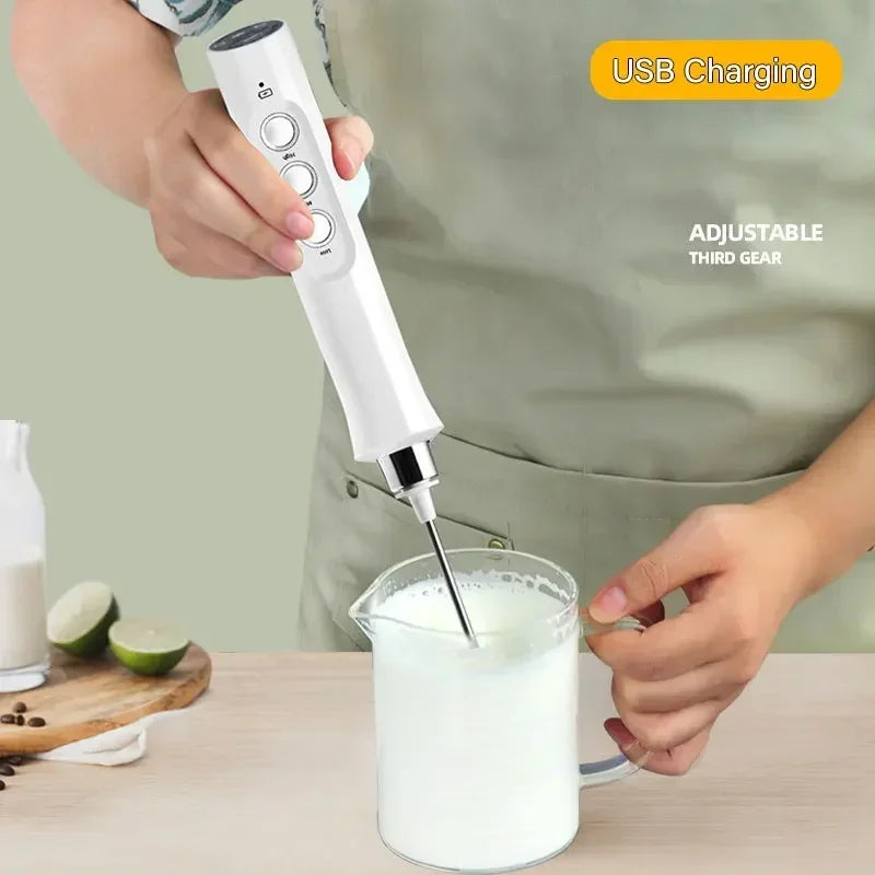 Wireless Milk Foam USB Rechargeable Handheld Electric Foam Maker: