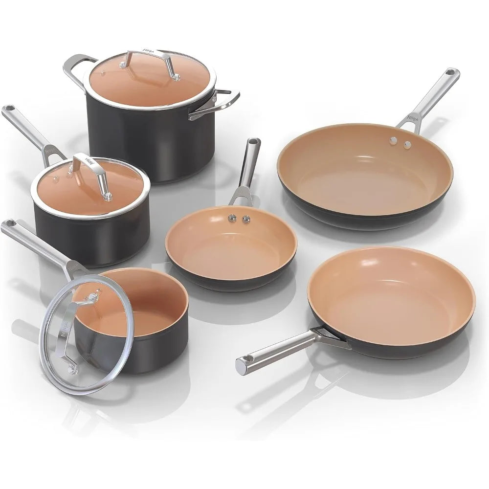 Extended Life Premium Ceramic Cookware Set, 9 Piece, Nonstick, PFAS Free