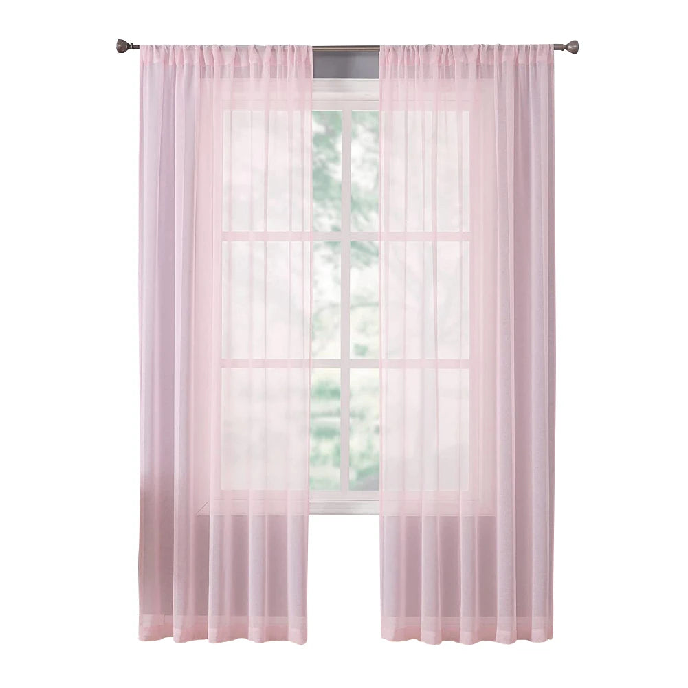 2 Panels Sheer Curtains Light Filtering Rod Pocket for Living Room