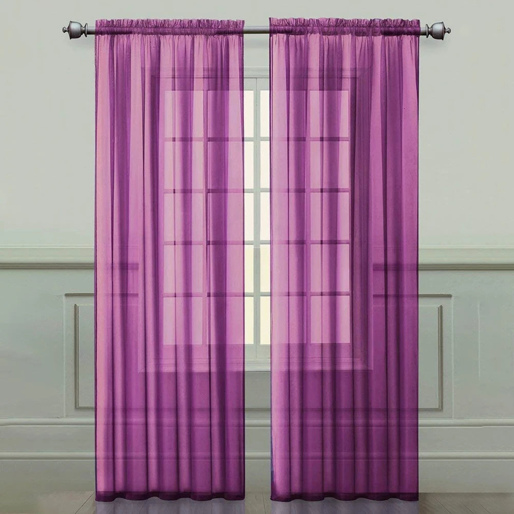 2 Panels Sheer Curtains Light Filtering Rod Pocket for Living Room