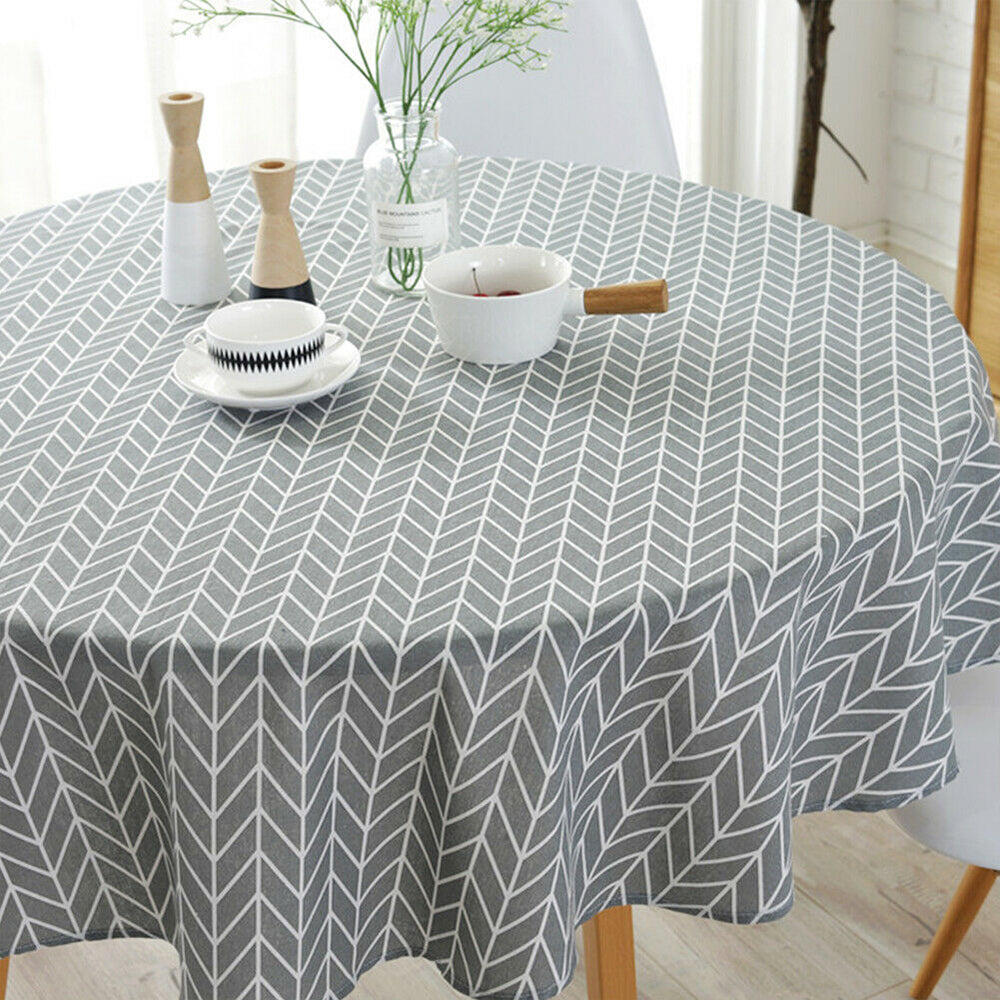 Nordic Round Tablecloth – Cotton Linen, Washable & Stylish