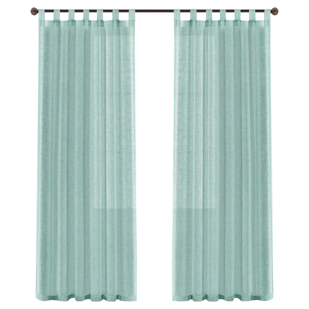 2 Panel Linen Blended Semi-Sheer Curtains - Rod Pocket Design for Bedroom