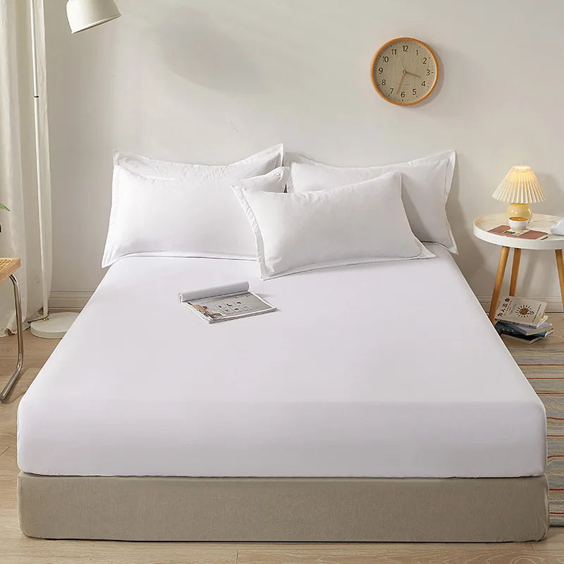 100% Cotton Fitted Sheet with Elastic Bands – Non-Slip Adjustable Mattress Cover