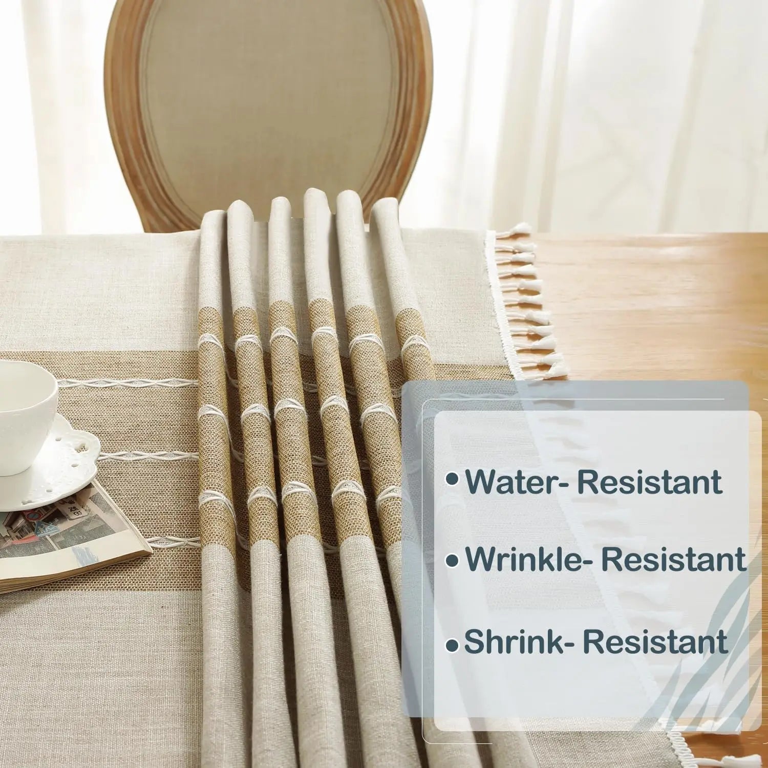 Rustic Cotton Linen Waterproof Tablecloth – Washable for Dining, Parties & Holidays