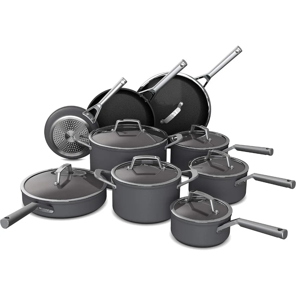 16-Piece Non-Stick Cookware Set with Glass Lids – Pots, Pans & Kitchen Essentials