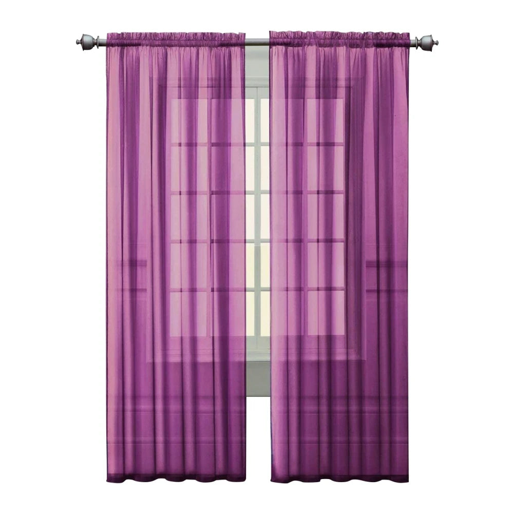 2 Panels Sheer Curtains Light Filtering Rod Pocket for Living Room