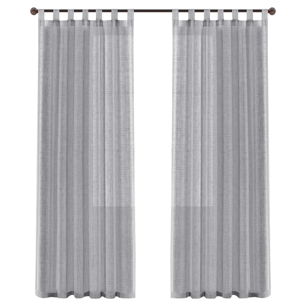 2 Panel Linen Blended Semi-Sheer Curtains - Rod Pocket Design for Bedroom