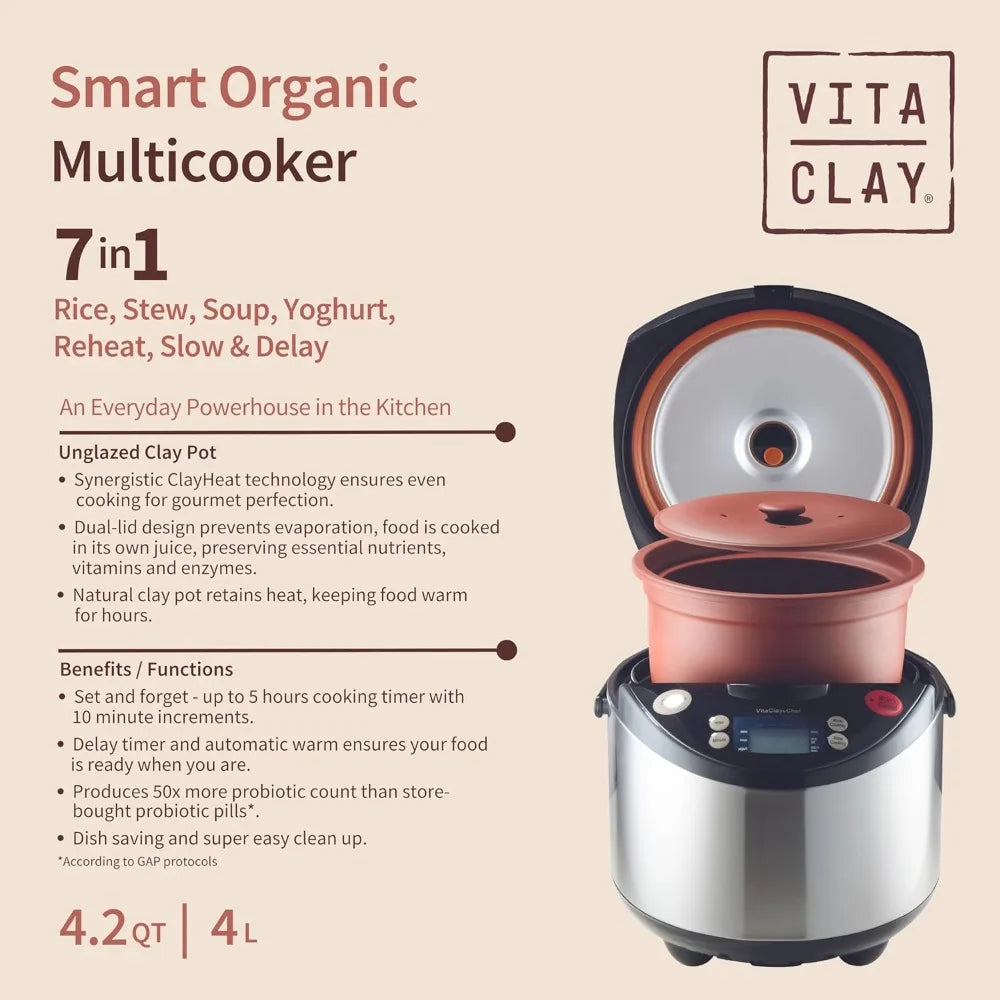 Smart Organic Clay Pot Multi Cooker - Toxin-Free Electric Cooker