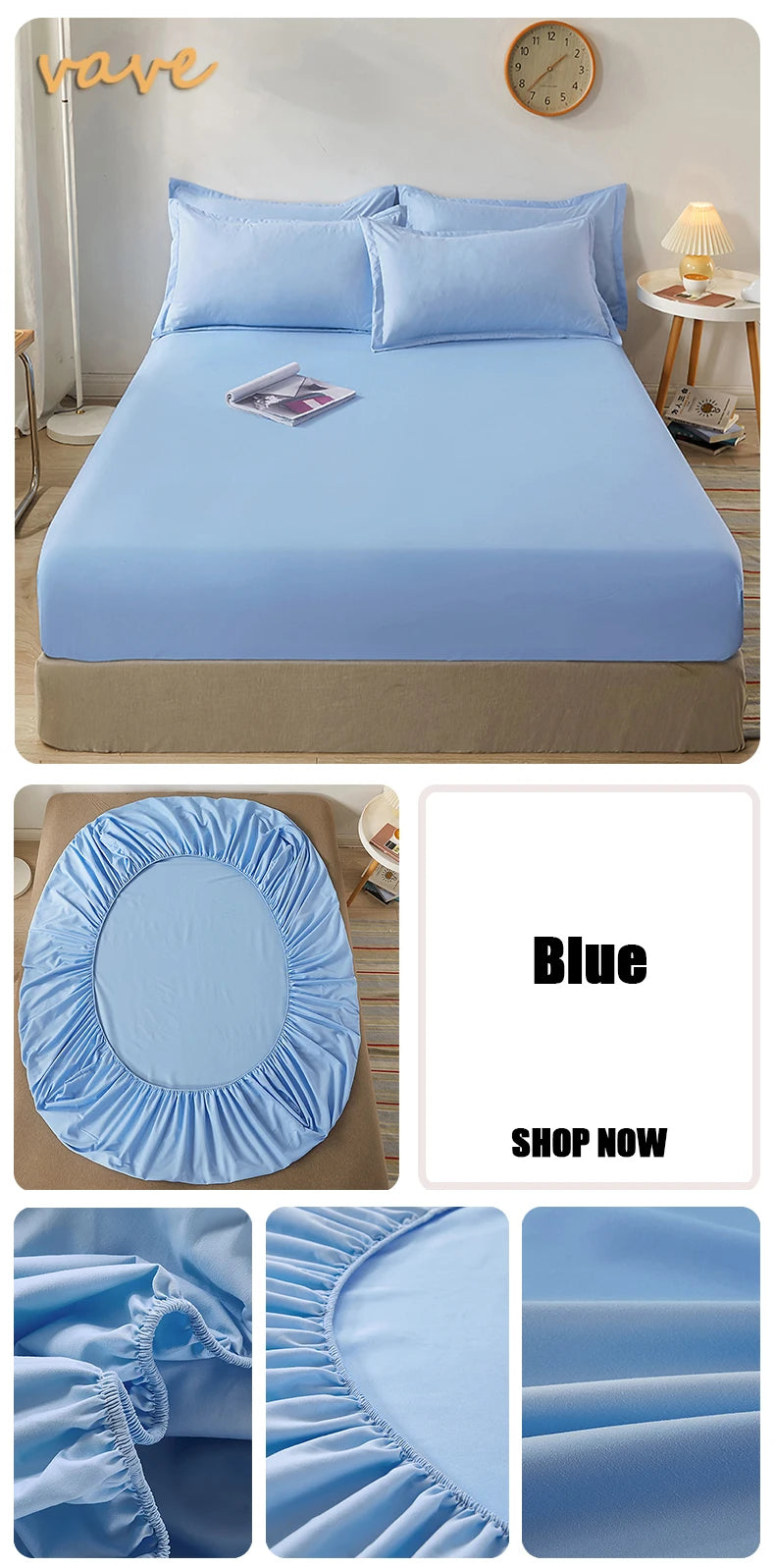 100% Cotton Fitted Sheet with Elastic Bands – Non-Slip Adjustable Mattress Cover