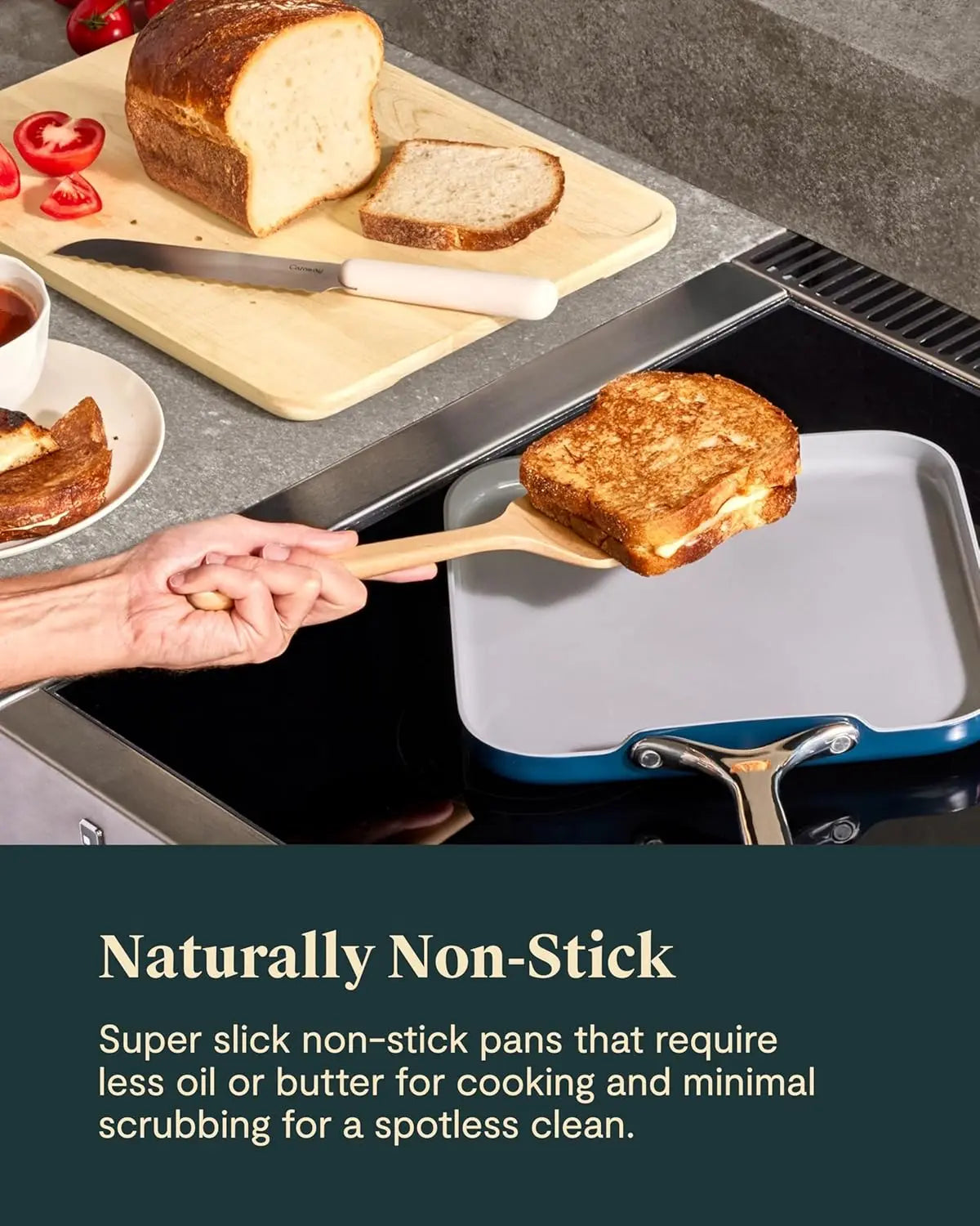 Square Cookware Set - Non-Stick Ceramic Pans for Griddling, Searing, and Roasting