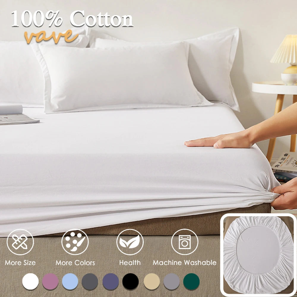 100% Cotton Fitted Sheet with Elastic Bands – Non-Slip Adjustable Mattress Cover