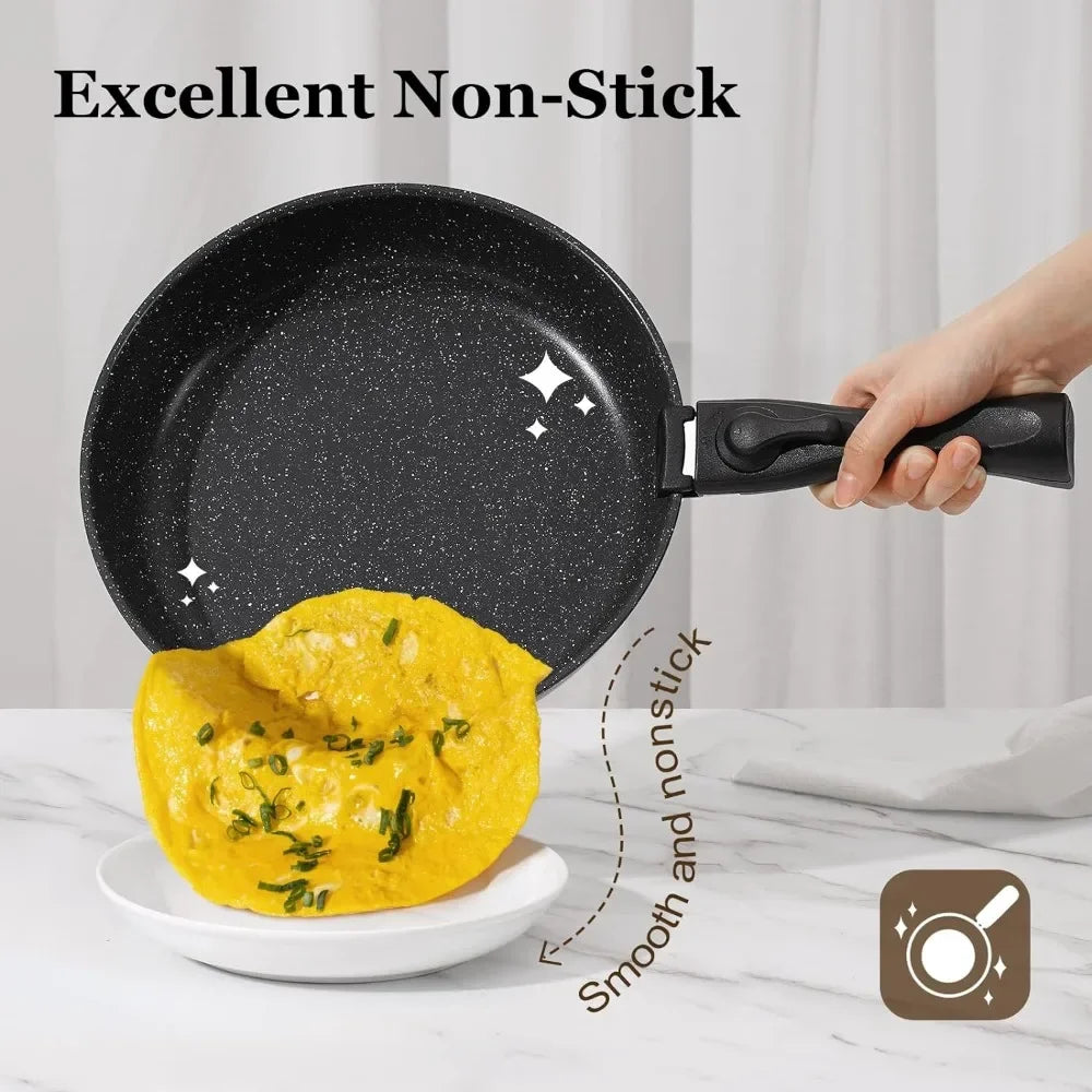 15 Pcs Non-Stick Pots and Pans Set with Detachable Handle – Induction Ready Cookware Set