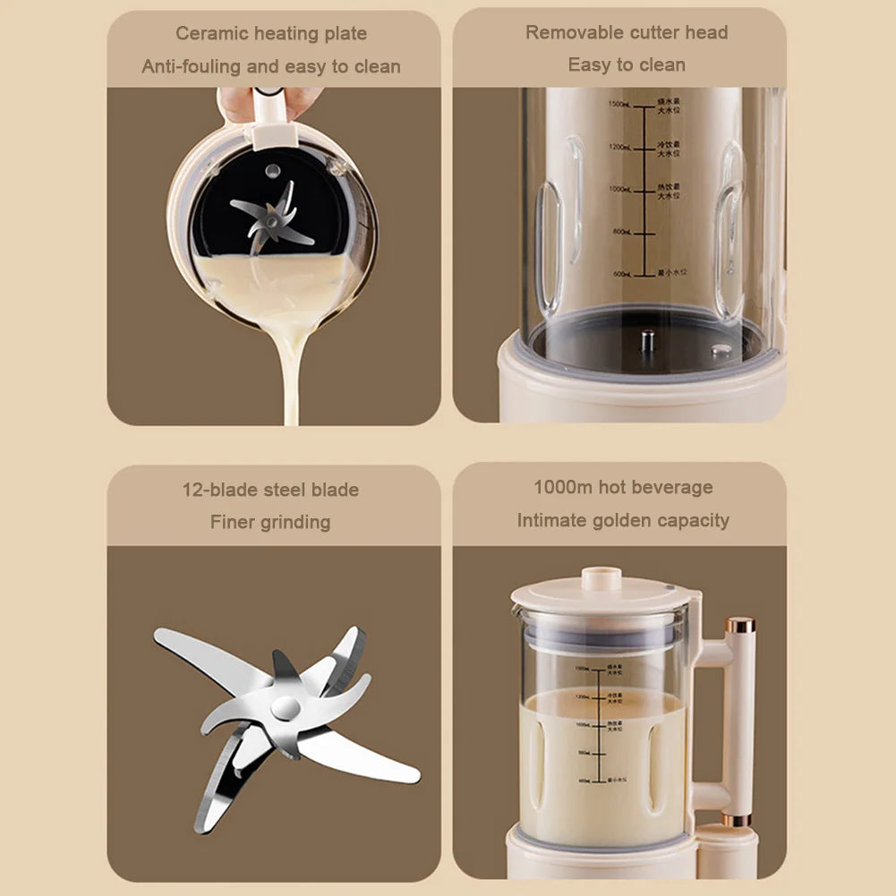 1500ml Soy Milk Machine Electric Juicer & Food Blender for Kitchen