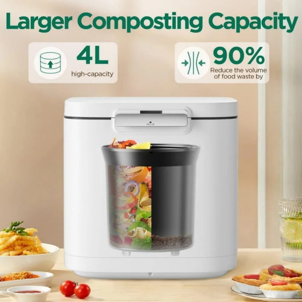 4L Electric Kitchen Composter, Smart Indoor/Outdoor Odorless Compost Bin