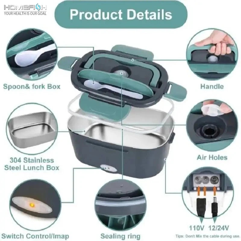 HOMEFISH 1.5L 60W Electric Lunch Box Food Warmer