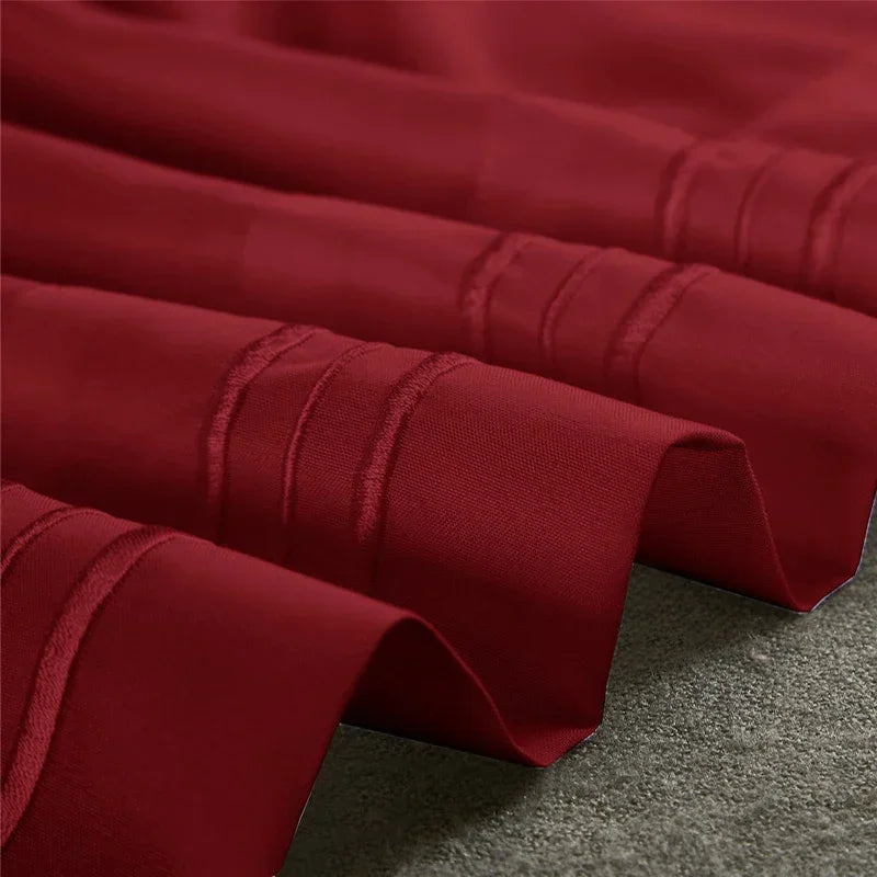 Embroidery Brushed 3/4 Pieces Bed Set Flat Sheet Fitted Sheet Pillowcase Bedding Set