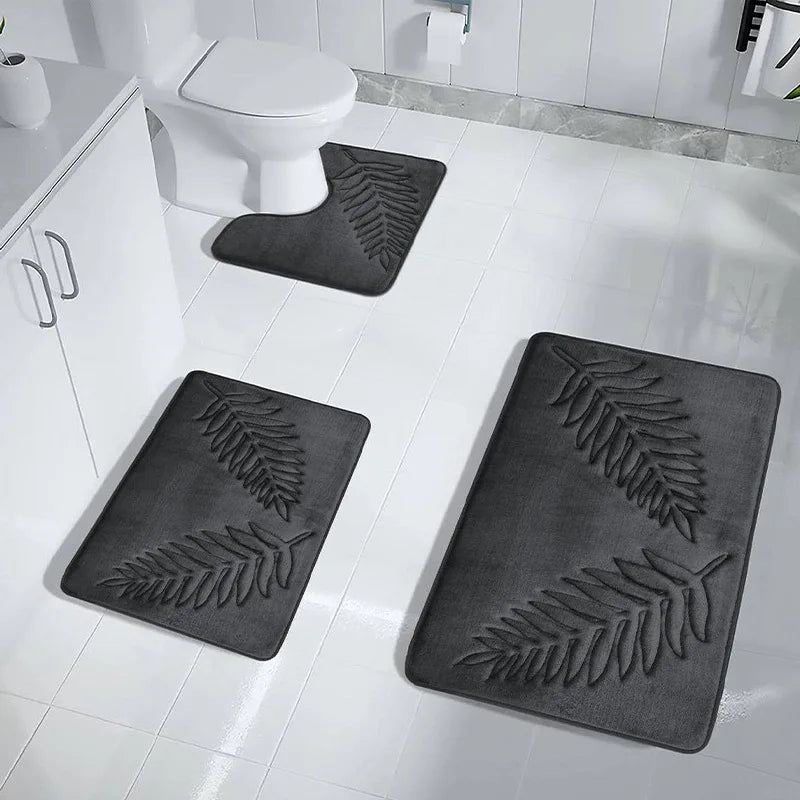 3PCS/Set Bathroom Floor Mat – Soft & Washable Memory Cotton Rugs