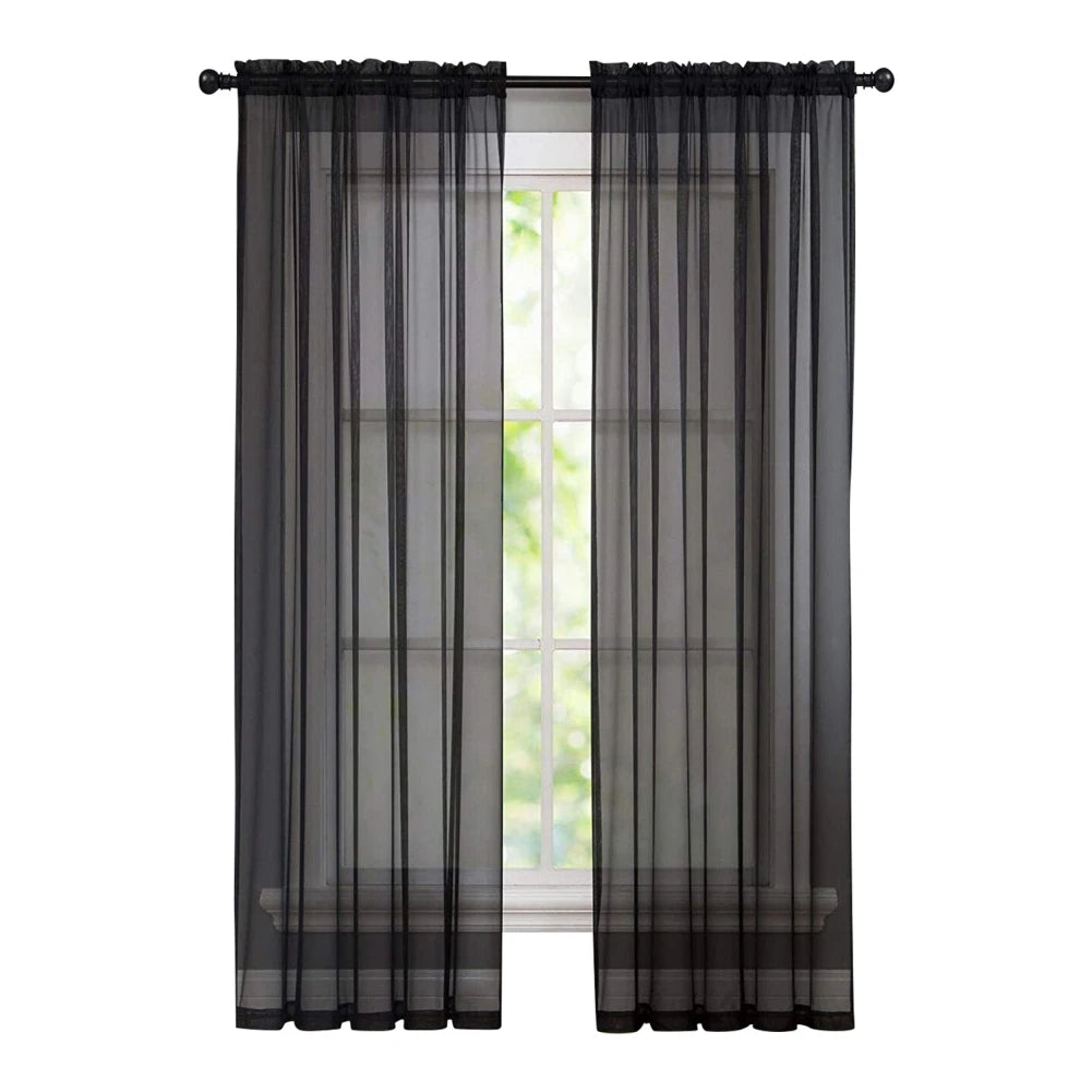 2 Panels Sheer Curtains Light Filtering Rod Pocket for Living Room