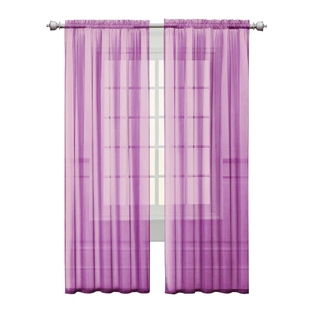 2 Panels Sheer Curtains Light Filtering Rod Pocket for Living Room