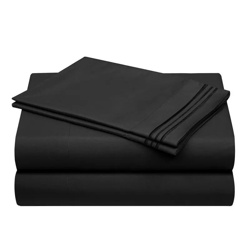 Embroidery Brushed 3/4 Pieces Bed Set Flat Sheet Fitted Sheet Pillowcase Bedding Set