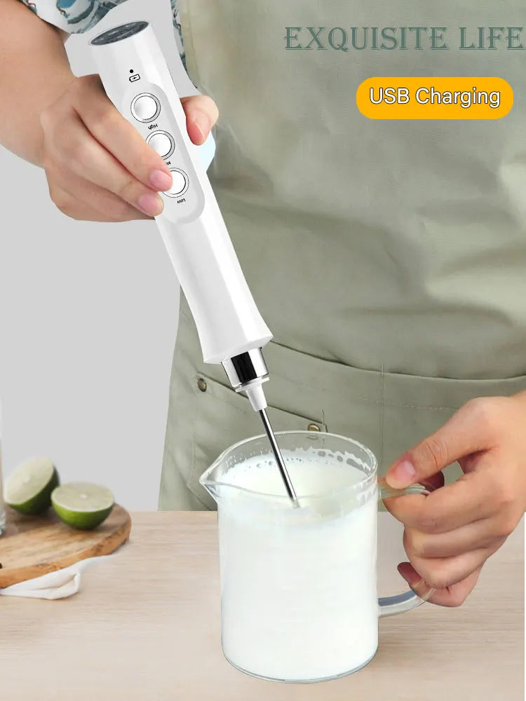 Wireless Milk Foam USB Rechargeable Handheld Electric Foam Maker: