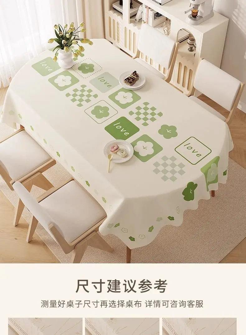 Oval dining tablecloth, washable waterproof oil-proof heat-resistant luxury table cover