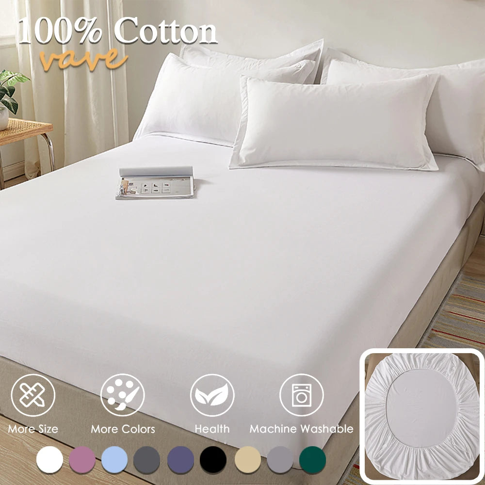 100% Cotton Fitted Sheet with Elastic Bands – Non-Slip Adjustable Mattress Cover