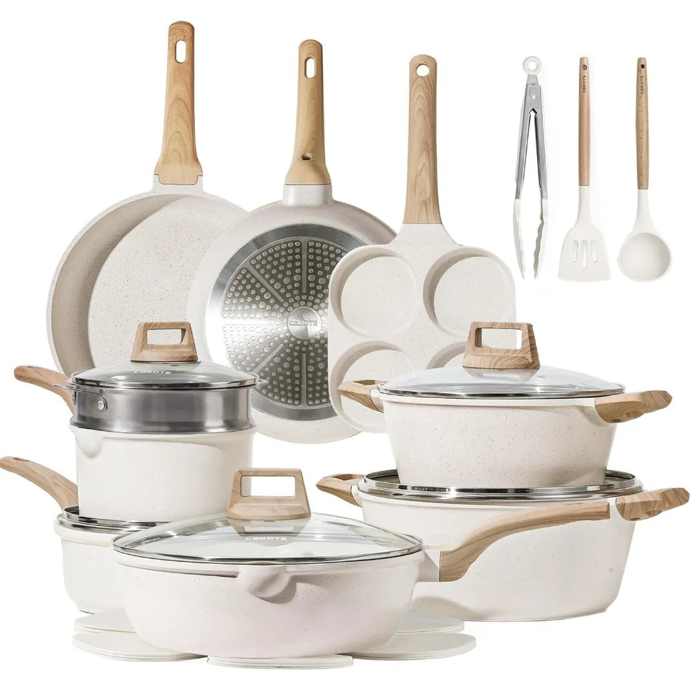 Granite Induction Cookware Non-Stick Set with Frying Pans & Saucepans (PFOS, PFOA Free)