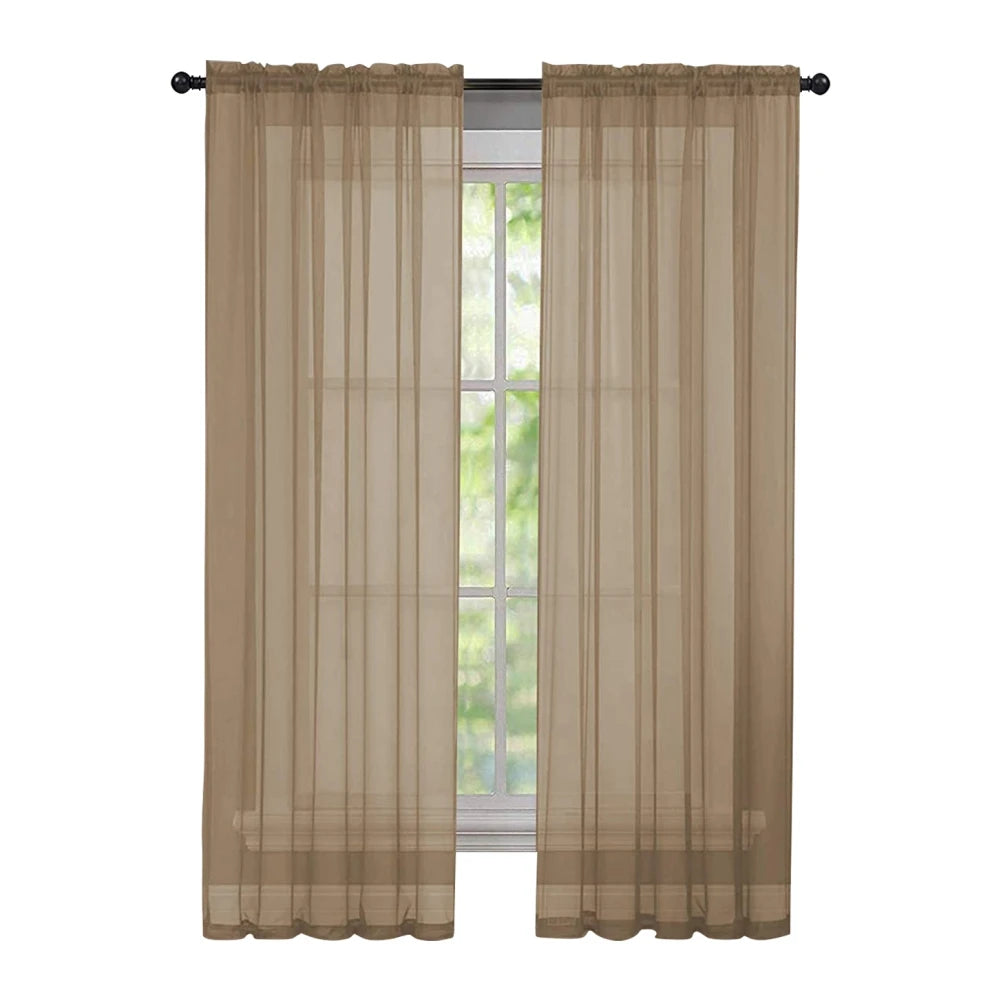 2 Panels Sheer Curtains Light Filtering Rod Pocket for Living Room