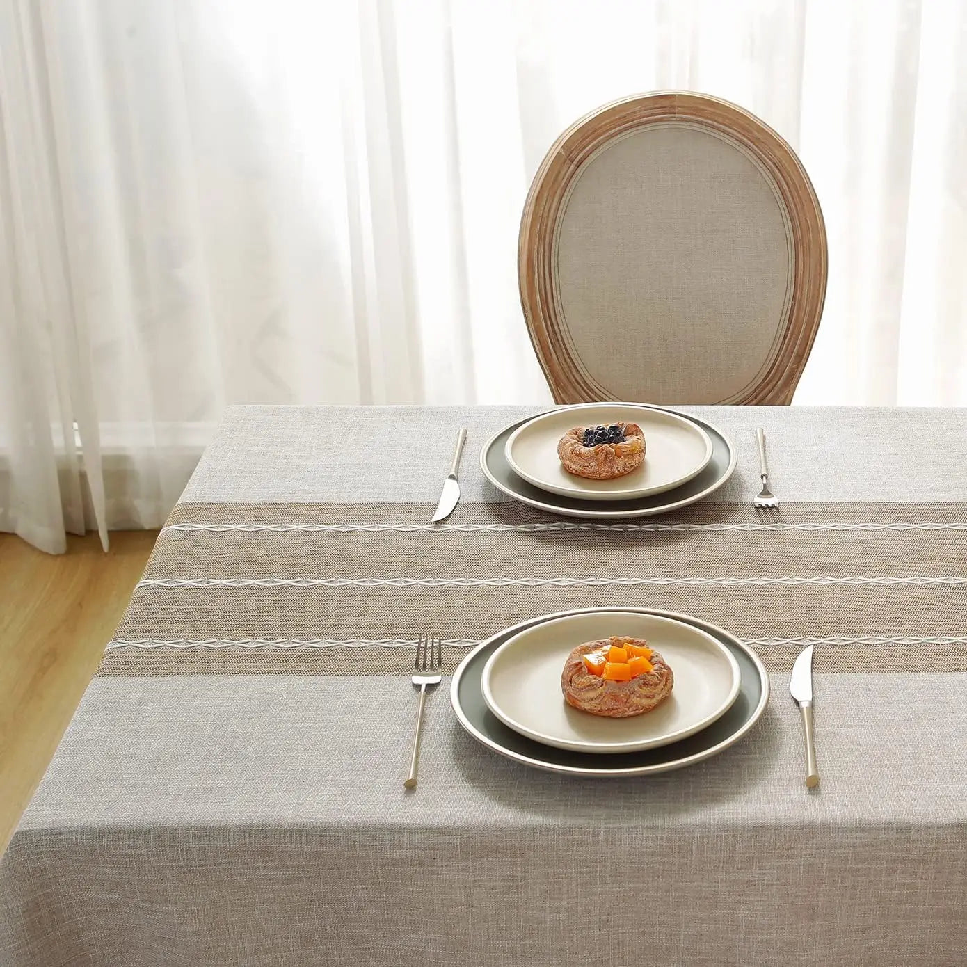 Rustic Cotton Linen Waterproof Tablecloth – Washable for Dining, Parties & Holidays