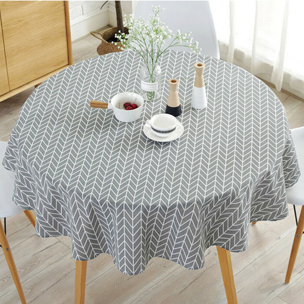 Nordic Round Tablecloth – Cotton Linen, Washable & Stylish