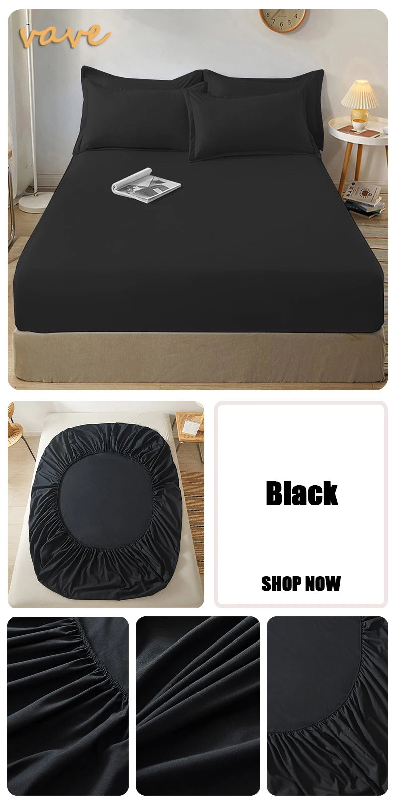 100% Cotton Fitted Sheet with Elastic Bands – Non-Slip Adjustable Mattress Cover