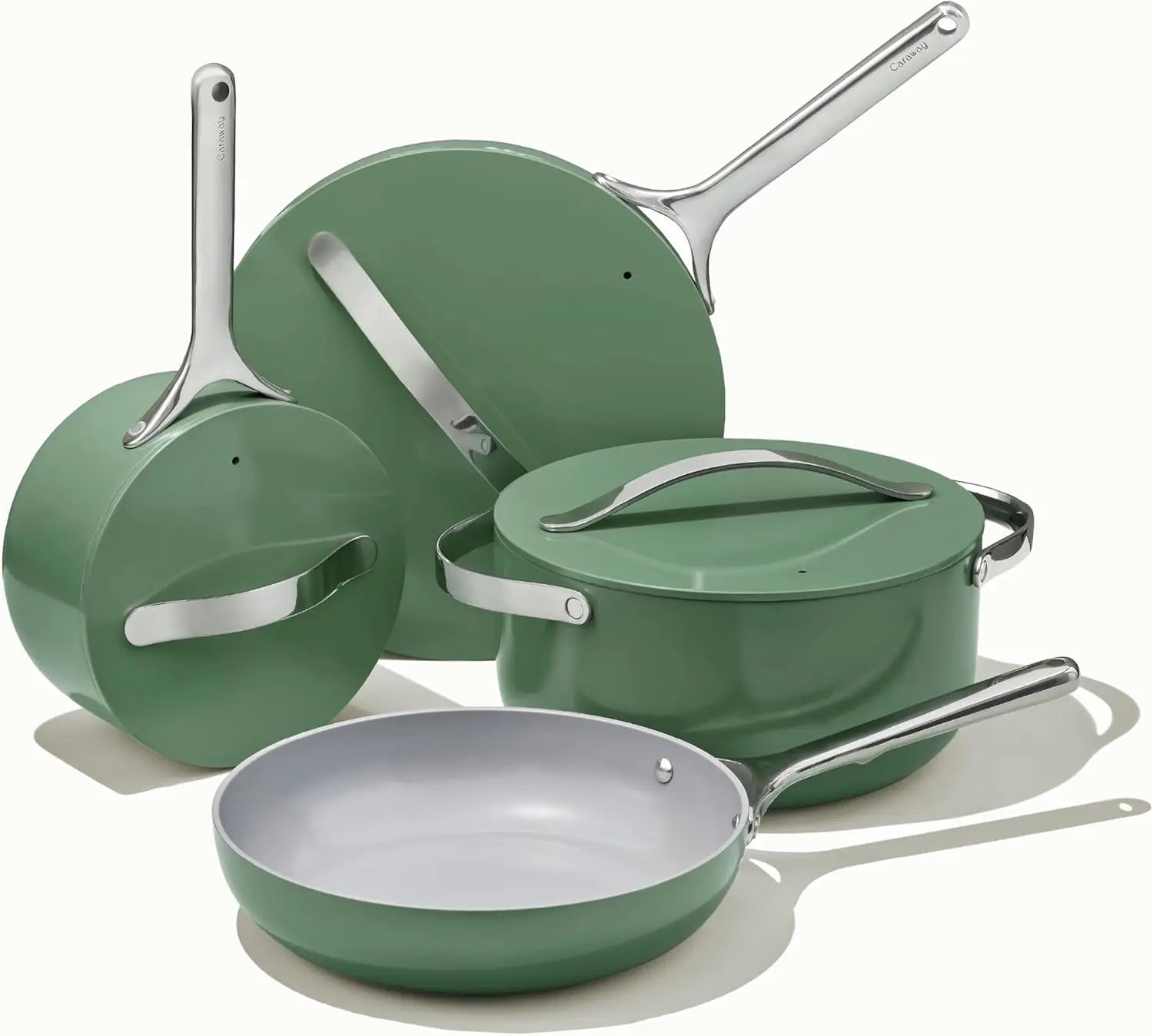 Nonstick Ceramic Cookware Set (12 Piece) - Pots, Pans, Lids & Storage