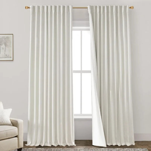 Farmhouse Curtains for Living Room & Bedroom, 102" Long, Cream, 2 Panels Set