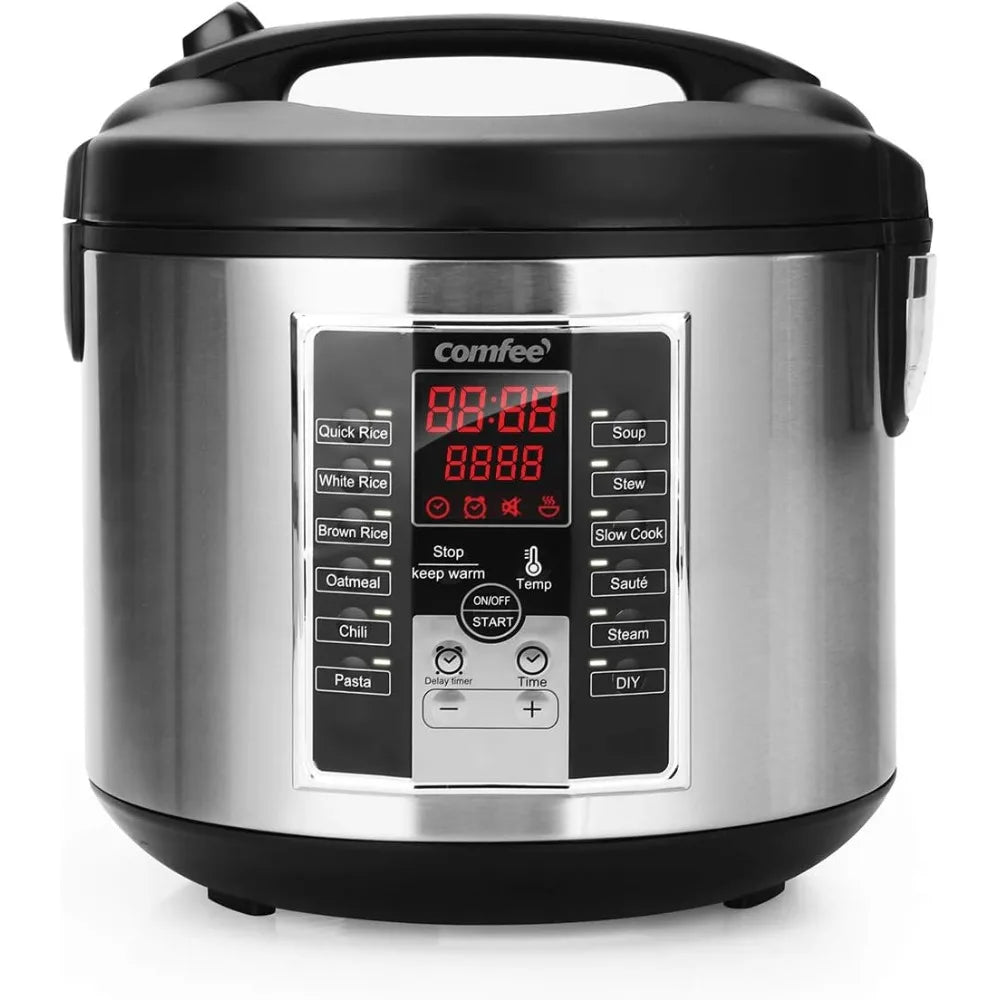 Electric Rice Cooker 5.2Qt with 12 Cooking Programs, 24-Hour Preset, and Instant Insulation