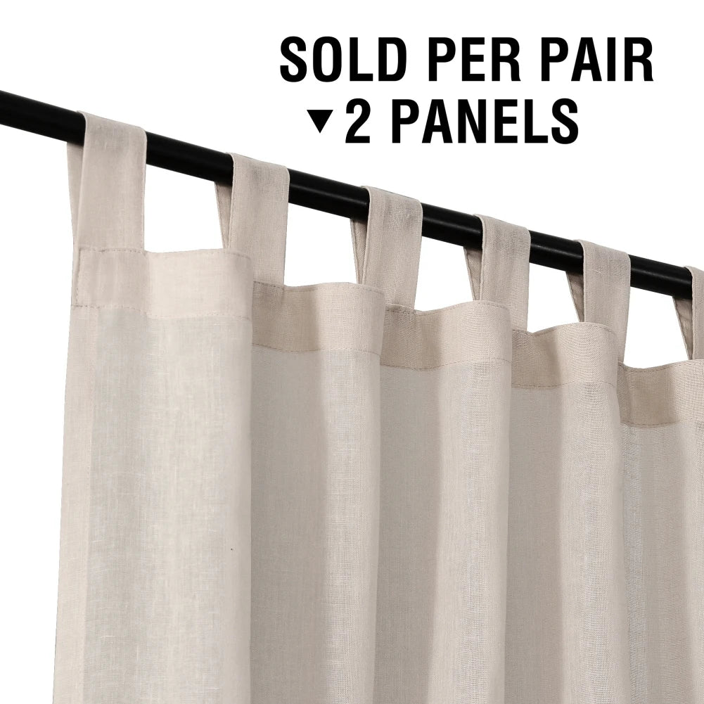 2 Panel Linen Blended Semi-Sheer Curtains - Rod Pocket Design for Bedroom