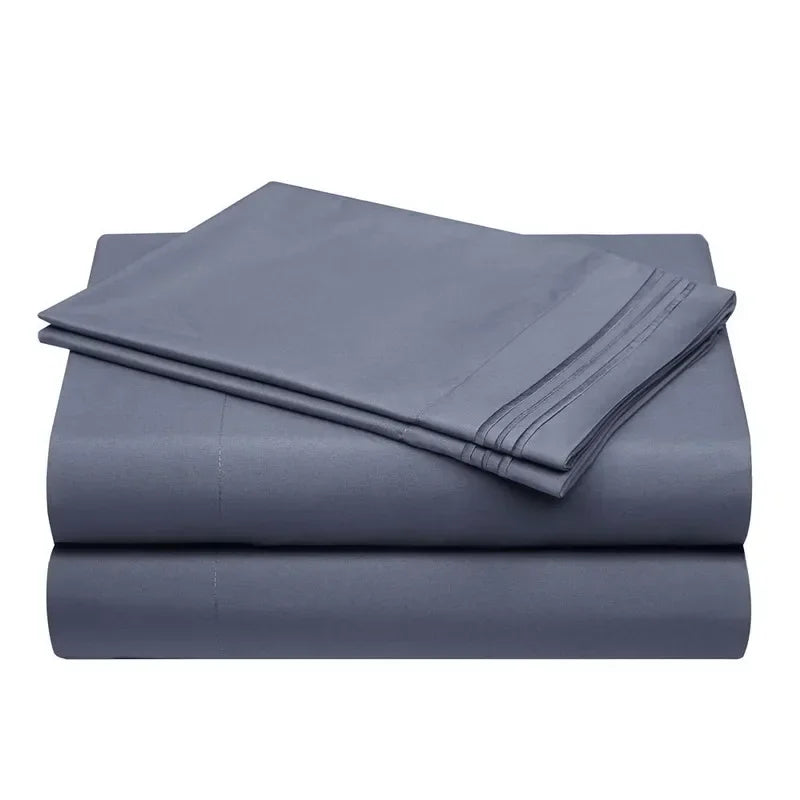 Embroidery Brushed 3/4 Pieces Bed Set Flat Sheet Fitted Sheet Pillowcase Bedding Set